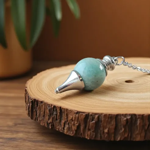 Pendule boule amazonite – radiesthésie & chakra gorge
