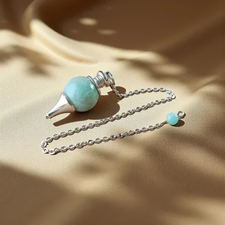 Pendule boule amazonite – radiesthésie & chakra gorge