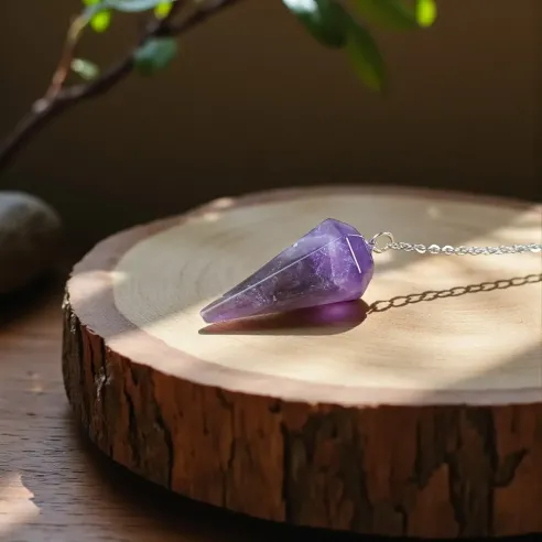 Pendule en Améthyste hexagonal – Intuition Spirituelle