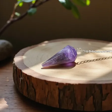 Pendule en Améthyste hexagonal – Intuition Spirituelle