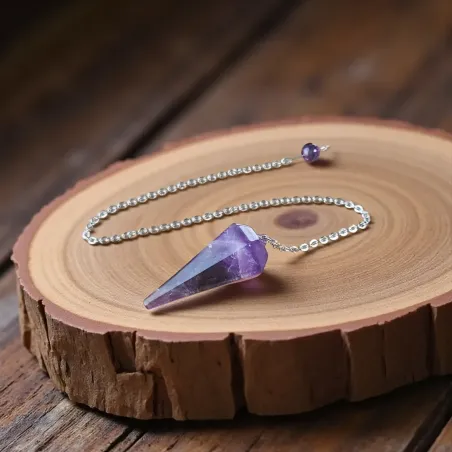 Pendule en Améthyste hexagonal – Intuition Spirituelle