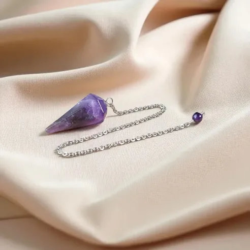 Pendule en Améthyste hexagonal – Intuition Spirituelle