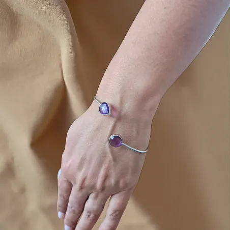 Jonc Améthyste et Argent – Intuition & Sérénité Facettée