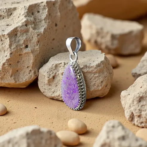 Pendentif Sugilite Ovale Argent – Guérison et Protection