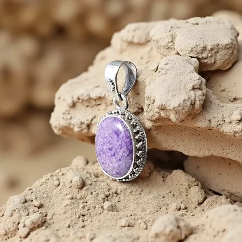 Pendentif Sugilite Ovale Argent – Guérison et Protection