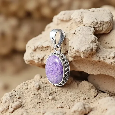 Pendentif Sugilite Ovale Argent – Guérison et Protection