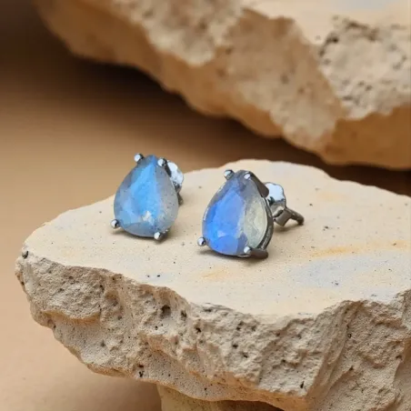 Boucles d’Oreilles Labradorite Larme – Protection & Intuition