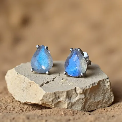 Boucles d’Oreilles Labradorite Larme – Protection & Intuition