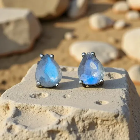 Boucles d’Oreilles Labradorite Larme – Protection & Intuition
