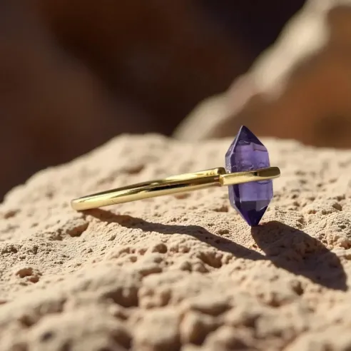 Bague améthyste – protection & clarté en plaqué or