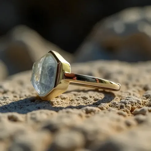 Bague aigue marine – sérénité & expression en plaqué or