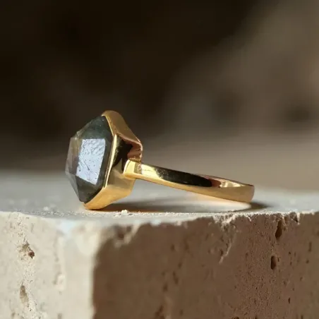 Bague labradorite – intuition & protection en plaqué or