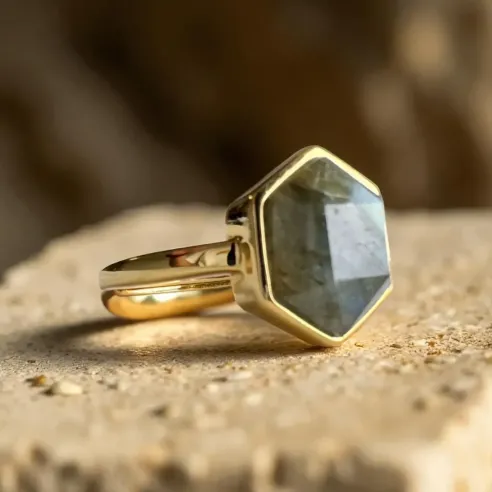 Bague labradorite – intuition & protection en plaqué or