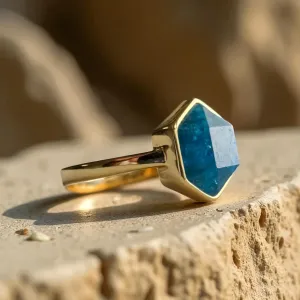 Bague apatite bleue – expression & clarté en plaqué or