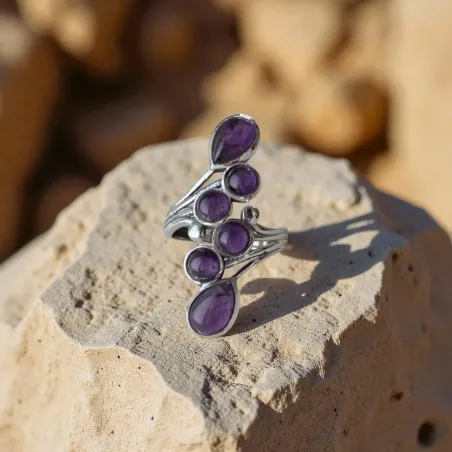 Bague Améthyste Gouttes – Apaisement & Connexion Spirituelle