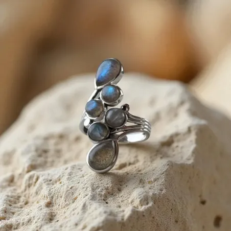 Bague Labradorite Gouttes – Intuition & Protection Énergétique