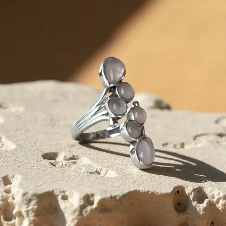 Bague Quartz Rose Gouttes – Amour de Soi & Douceur Émotionnelle