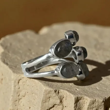 Bague Labradorite Argent 5 Gouttes – Intuition & Protection