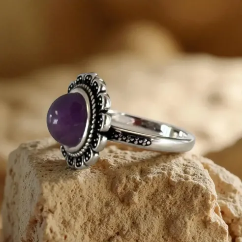 Bague Améthyste Fleur – Sérénité & Connexion Spirituelle