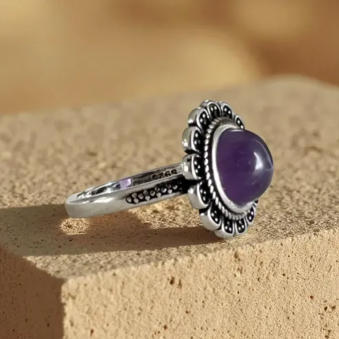 Bague Améthyste Fleur – Sérénité & Connexion Spirituelle