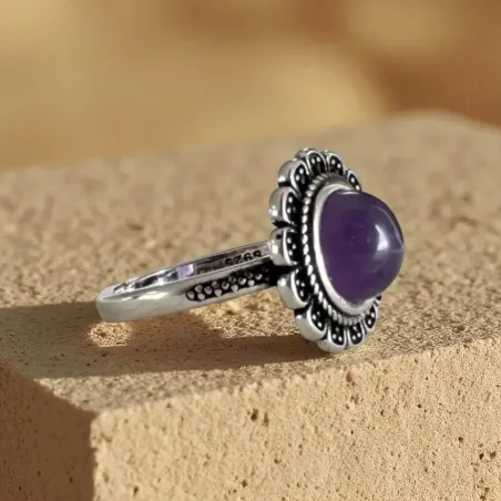 Bague Améthyste Fleur – Sérénité & Connexion Spirituelle