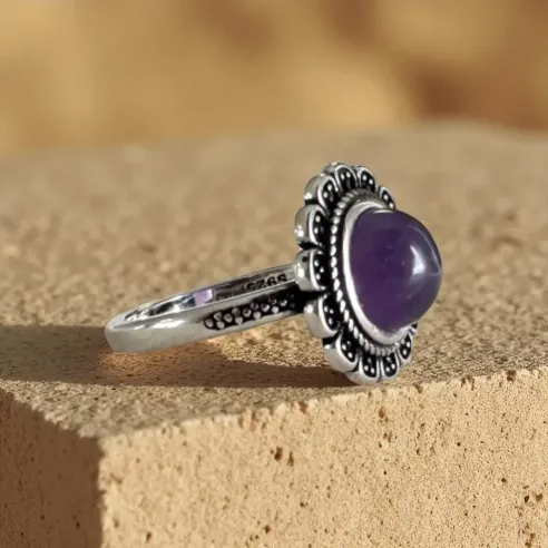 Bague Améthyste Fleur – Sérénité & Connexion Spirituelle