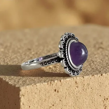 Bague Améthyste Fleur – Sérénité & Connexion Spirituelle