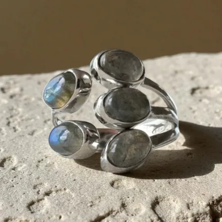 Bague Labradorite Argent 5 Gouttes – Intuition & Protection
