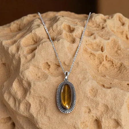 Pendentif Œil de Tigre Ovale – Protection & Force Intérieure