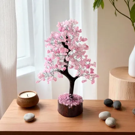 Arbre du Bonheur Quartz Rose – Amour & Guérison émotionnelle