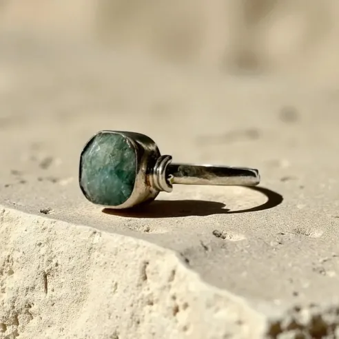 Bague Neptune Émeraude – Guérison & Éveil du Cœur