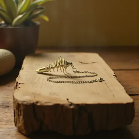 Pendule spirale doré – outil radiesthésie & divination