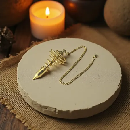Pendule spirale doré – outil radiesthésie & divination