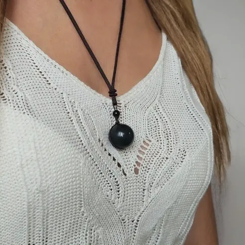 Collier boule d'Obsidienne – Protection et ancrage quotidien