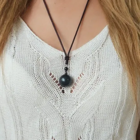 Collier boule d'Obsidienne – Protection et ancrage quotidien