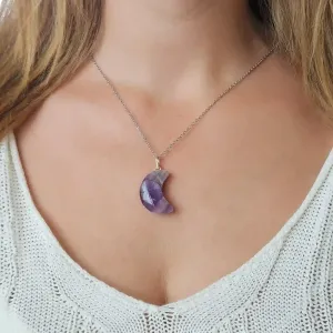 Pendentif Lune en Améthyste – Intuition & Protection sacrée