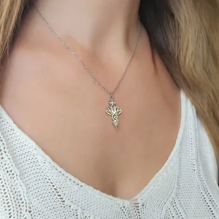 Collier Unalome Lotus – Acier Inoxydable, Symbole Spirituel