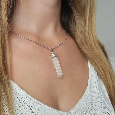 Pendentif Cristal de Roche Pointe – Énergie Pure et Clarté