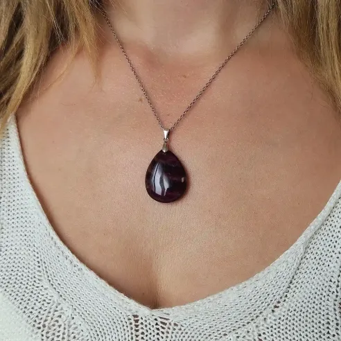 Pendentif Fluorite Goutte – Pierre de Clarté & Protection