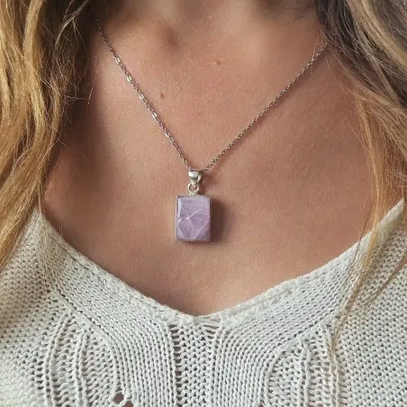 Pendentif en Kunzite rectangle – Amour inconditionnel