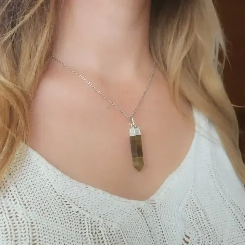 Pendentif Oeil de Tigre Pointe – Protection & Confiance