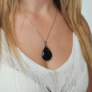 Pendentif obsidienne goutte – Protection puissante