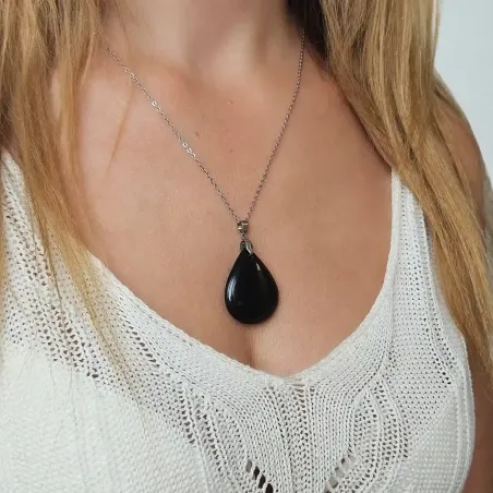 Pendentif obsidienne goutte – Protection puissante