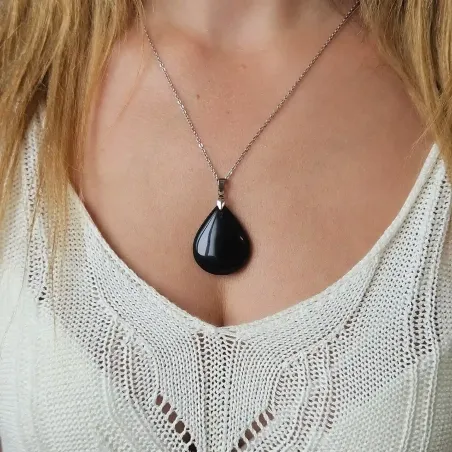 Pendentif obsidienne goutte – Protection puissante