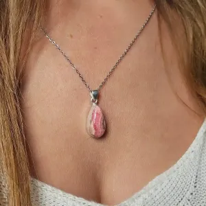 Pendentif Rhodochrosite petite Goutte – Apaisement & Cœur