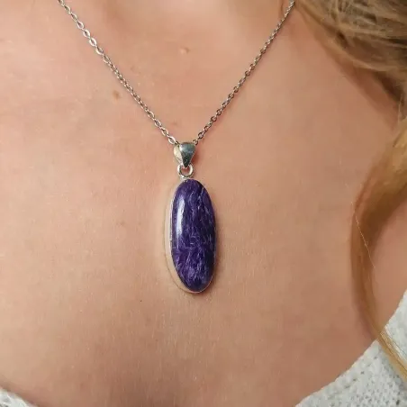 Pendentif Charoïte Ovale - Paix et transmutation spirituelle