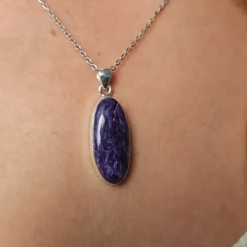 Pendentif Charoïte Ovale - Paix et transmutation spirituelle