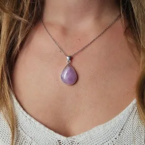 Pendentif en Kunzite goutte – Amour inconditionnel