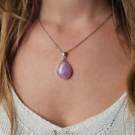 Pendentif en Kunzite goutte – Amour inconditionnel