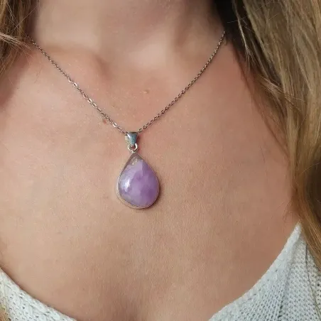 Pendentif en Kunzite goutte – Amour inconditionnel